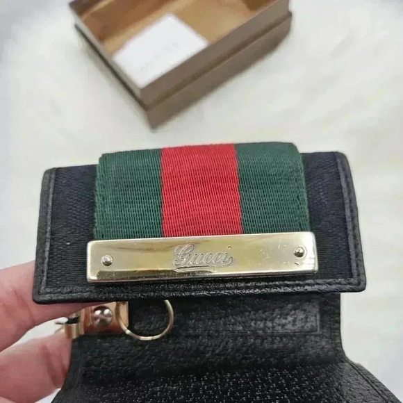 Gucci Sherryline & Black Canvas Key  Holder - Picture 11 of 14